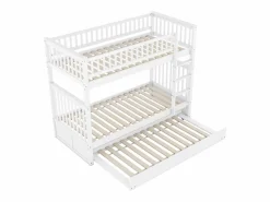 Litera de 90 x 200 cm - con cama nido - barandillas altas de seguridad - blanca^ Best