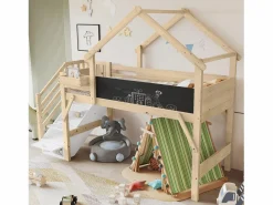Cama Montessori|Litera de 90 x 200 cm - pino - y natural - colchón no incluido