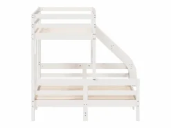 vidaxl Litera de madera maciza de pino 90x200/140x200 cm Blanco Clearance