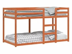 Litera de madera maciza de pino marrón cera 90x190 cm^vidaxl