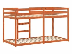 Litera de madera maciza de pino marrón cera 90x190 cm^vidaxl