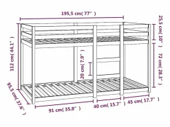 Litera de madera maciza de pino 90x190 cm^vidaxl Hot