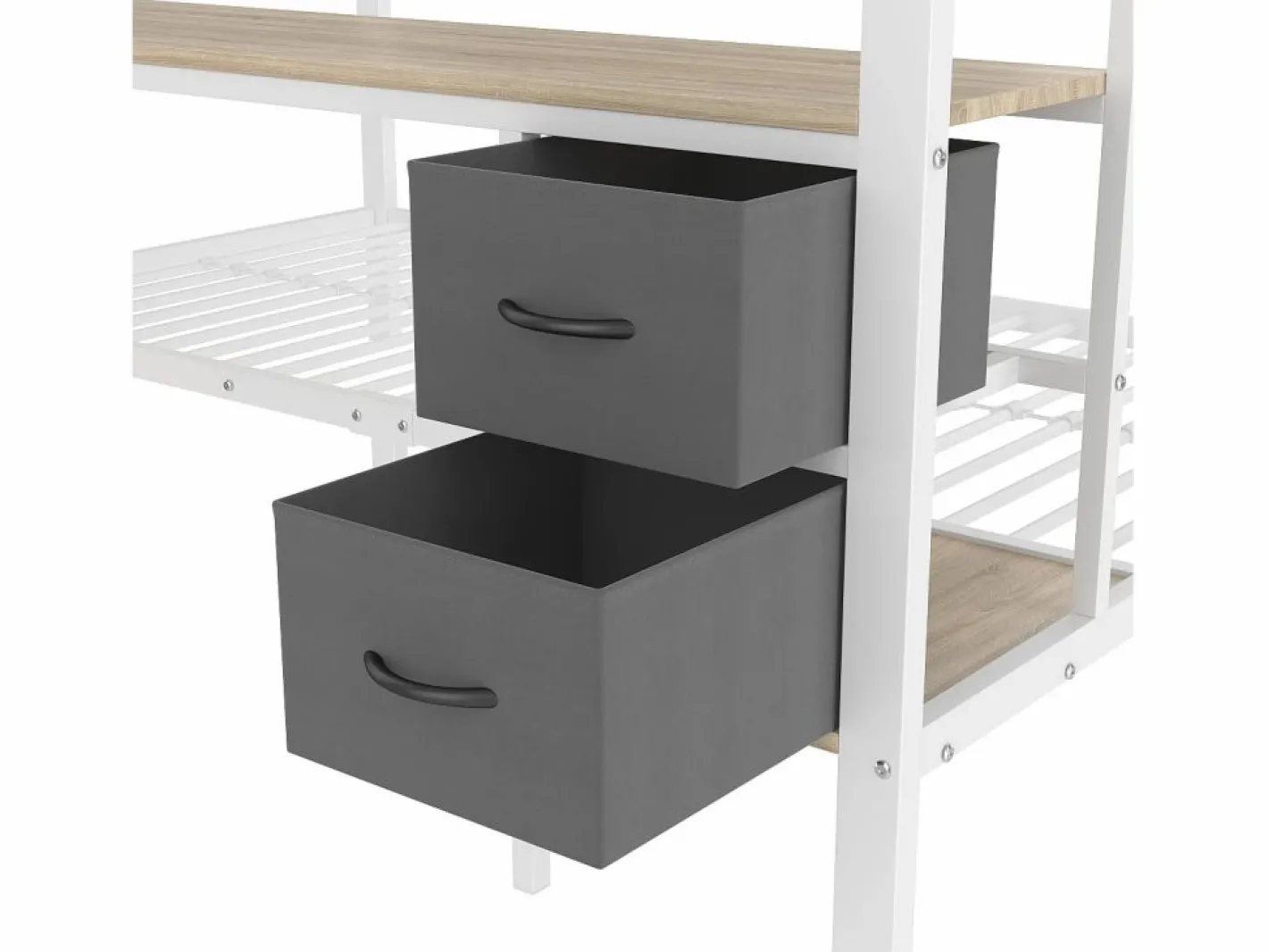 Hauss Spole Cama Litera|Litera de 90x200 cm y 140x200 cm con 2 cajones, escritorio, LED y puertos USB, blanca