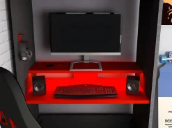 Litera gamer 90 x 200 cm con escritorio LEDs Antracita y rojo con colchón WARRIOR^Vente-unique Sale