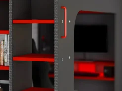 Litera gamer 90 x 200 cm con escritorio LEDs Antracita y rojo con colchón WARRIOR^Vente-unique Sale