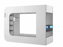 Vente-unique Litera gamer 90 x 200 cm escritorio y organizadores LEDs blanco y antracita - WARRIOR Gris antracita / Blanco
