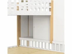 Merax Litera infantil - 90 x 200 cm + 140 x 200 cm - con escalera de almacenaje + 2 cajones - madera - blanco + natural Multicolor Outlet