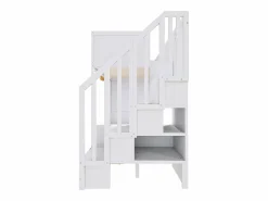 Merax Cama Litera|Cama Con Almacenaje|Litera infantil - 2 x 90 x 200 cm - con cajones + escalera de almacenaje + escritorio - pino macizo -