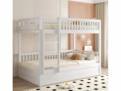 Merax Cama Litera|Litera infantil - 2 x 90 x 200 cm - con almacenaje hidráulico - Resistente y duradera - Pino + Contrachapado + MDF -