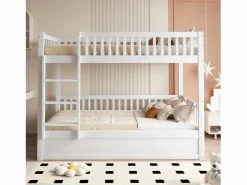 Merax Cama Litera|Litera infantil - 2 x 90 x 200 cm - con almacenaje hidráulico - Resistente y duradera - Pino + Contrachapado + MDF -
