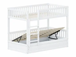Merax Cama Litera|Litera infantil - 2 x 90 x 200 cm - con almacenaje hidráulico - Resistente y duradera - Pino + Contrachapado + MDF -