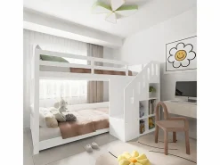 Litera infantil - 2x90x200 cm - con taquilla y barandilla - (sin colchón)^ModernLuxe Hot