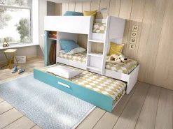 Vente-unique Litera nido 3 x 90 x 190 cm armario de compartimentos blanco natural y azul. ANTHONY Azul turquesa / Blanco Best