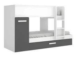 Vente-unique Litera nido y armario 3 x 90 x 190 cm blanco y antracita con colchón ANTHONY Gris antracita / Blanco Outlet