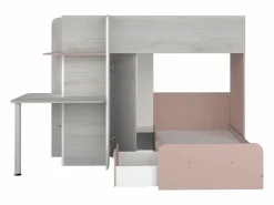 Litera rinconera 2 x 90 x 190 cm con escritorio color gris blanco y rosa - SAMUEL^Vente-unique