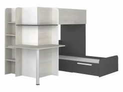 Vente-unique Litera rinconera 2 x 90 x 190 cm con escritorio color gris blanco y negro - SAMUEL Negro / Gris claro Clearance