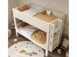 Litera separable 90x200 cm con escalera y somier de láminas, blanca - sin colchón^OKWISH Clearance
