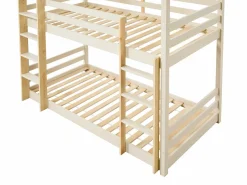 Vente-unique Cama Litera|Litera triple 3 x 90 x 200 cm madera de pino y natural - VAGAR