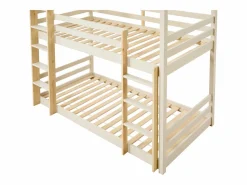 Litera triple 3 x 90 x 200 cm madera de pino y natural con colchón - VAGAR^Vente-unique Hot