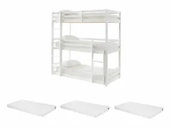 Vente-unique Cama Litera|Litera triple 3 x 90 x 200 cm madera de pino con colchón - VAGAR