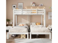 ModernLuxe Cama Litera|Litera triple con somier de láminas - 90x200 cm - madera maciza -