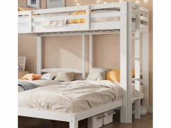 ModernLuxe Cama Litera|Litera triple con somier de láminas - 90x200 cm - madera maciza -