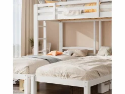 ModernLuxe Cama Litera|Litera triple con somier de láminas - 90x200 cm - madera maciza -