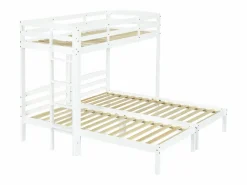 ModernLuxe Cama Litera|Litera triple con somier de láminas - 90x200 cm - madera maciza -