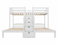 Litera 90x200 cm - 3 plazas - escalera con almacenamiento - con 4 cajones - con barandilla -^ModernLuxe Discount