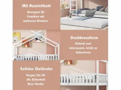 ModernLuxe Cama Litera|Litera 90x200 cm con cama nido - madera maciza de pino -