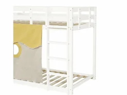 Litera 90x200cm cama infantil estilo moderno protección anticaídas madera para habitación infantil (Sin colchón) Blanco Hot
