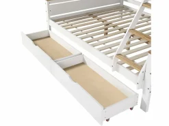 ModernLuxe Litera 90x200cm y 140x200cm - con escalera, estantes y 2 cajones - madera de pino y MDF - Blanco Online