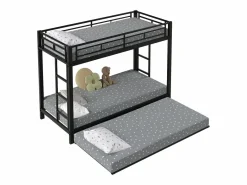 Literas 2 x 90 x 200 + cama nido 90 x 190 - Metal - Somier de láminas -^Merax New