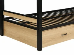 Literas 2 x 90 x 190 cm 1 cajón color natural y negro + Colchón - CASIDIA^Vente-unique
