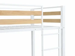 Literas 2 x 90 x 190 cm 1 cajón metal y MDF color natural y blanco - CASIDIA^Vente-unique New