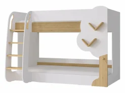Literas 2 x 90 x 190 cm en blanco y natural + colchones - PILATI^Vente-unique Hot