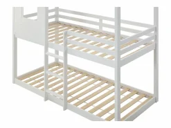 Vente-unique Literas cabaña 2 x 90 x 190 cm en Pino y MDF + colchón - LIDOVARA Blanco Online