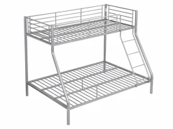 Vente-unique Literas de acero plata de 90x190 y 140x190 cm con colchón ELEVATIO IV Plateado New
