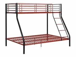 Vente-unique Cama Litera|Literas de 90x190 y 140x190 cm en acero negro y rojo con colchón ELEVATIO IV