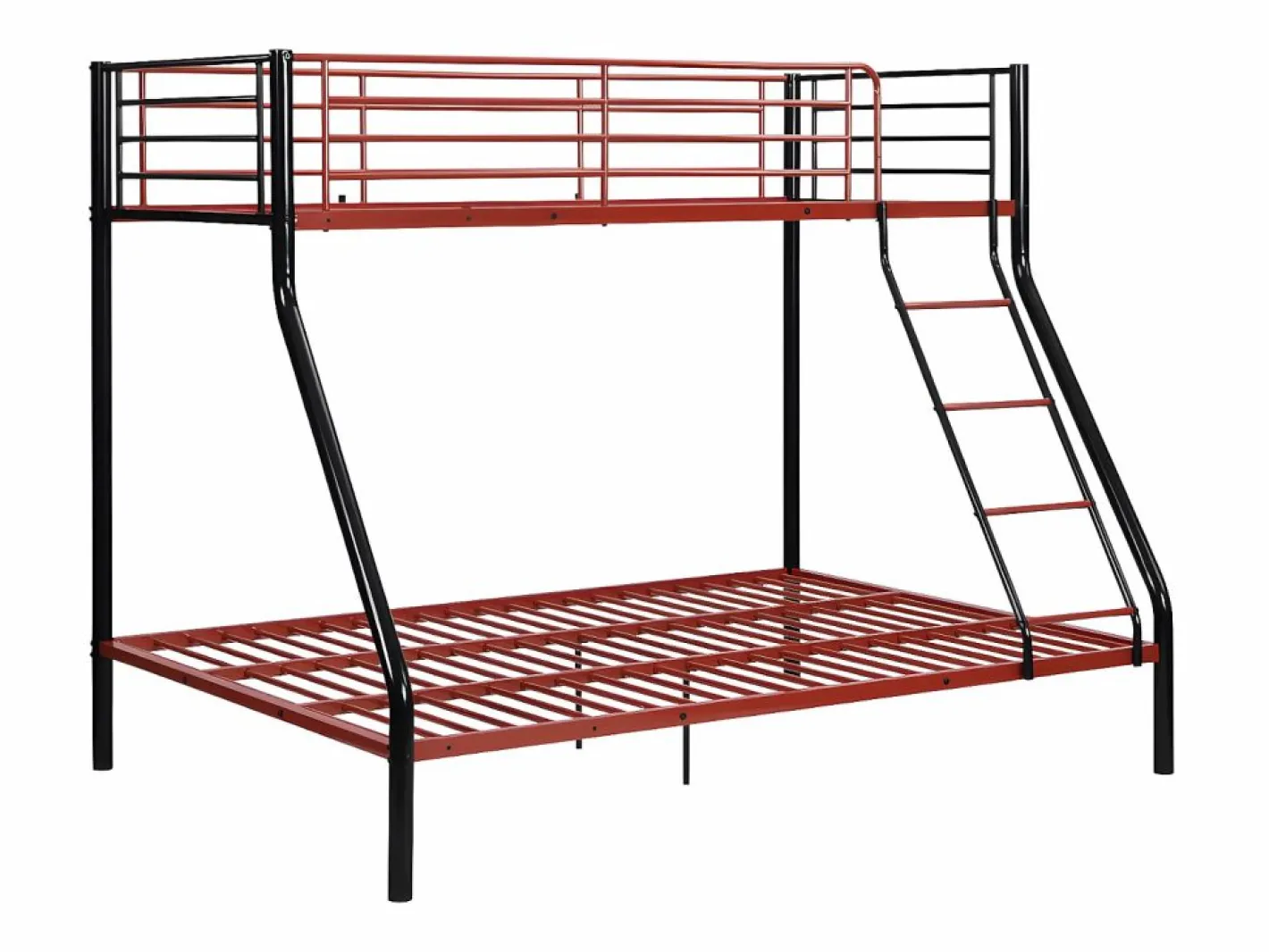 Vente-unique Cama Litera|Literas de 90x190 y 140x190 cm en acero negro y rojo con colchón ELEVATIO IV