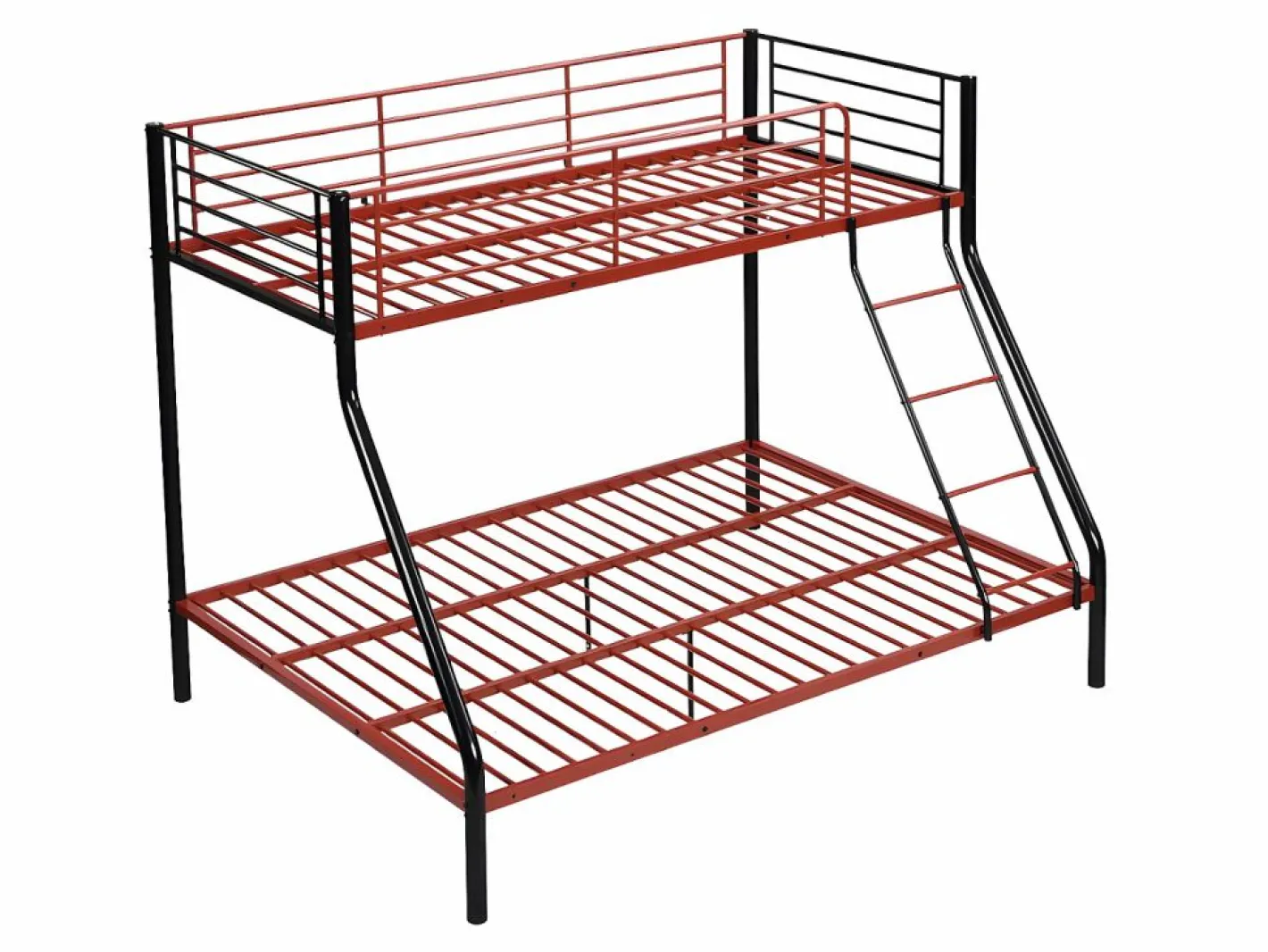 Vente-unique Cama Litera|Literas de 90x190 y 140x190 cm en acero negro y rojo con colchón ELEVATIO IV
