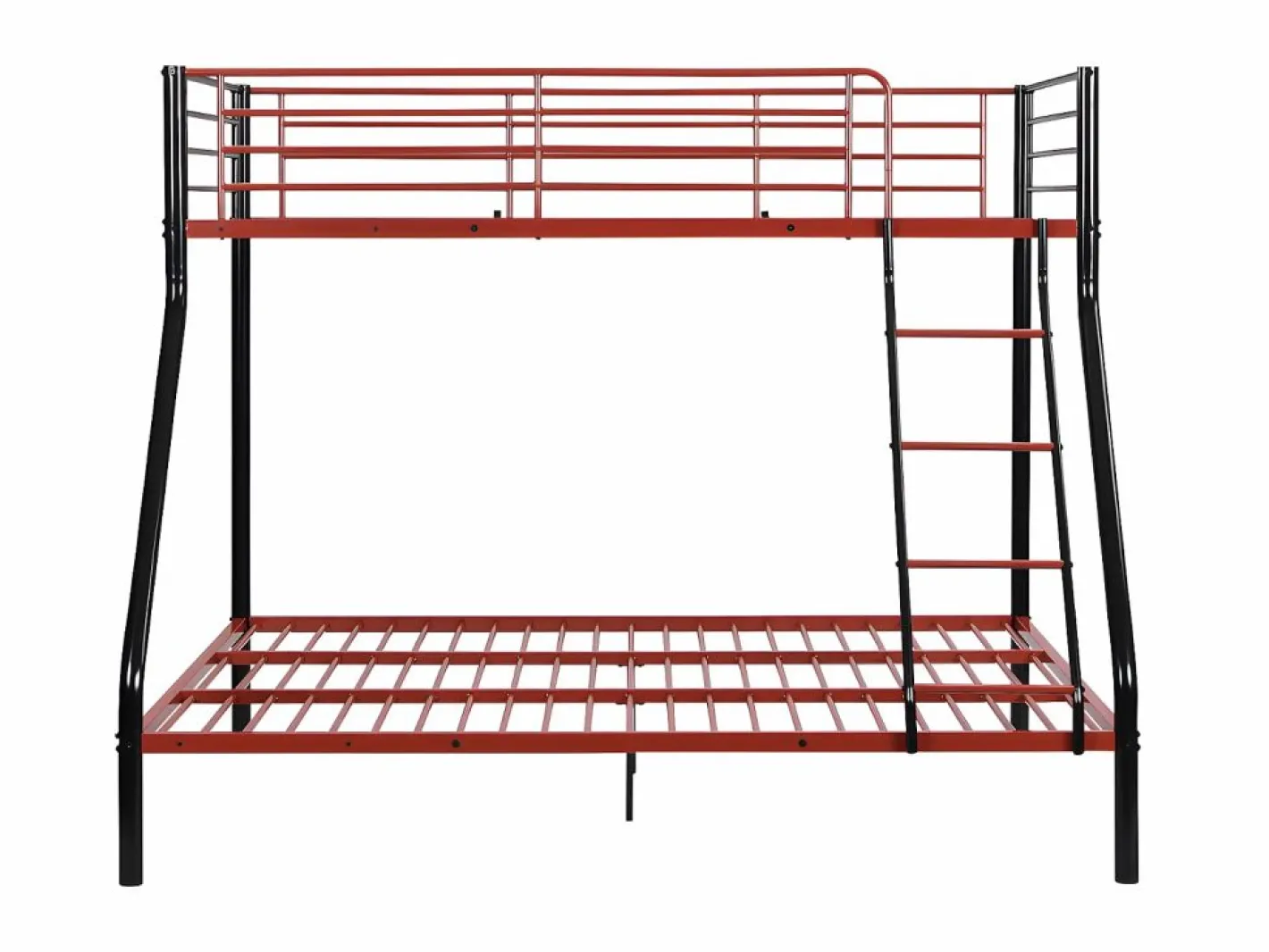 Vente-unique Cama Litera|Literas de 90x190 y 140x190 cm en acero negro y rojo con colchón ELEVATIO IV