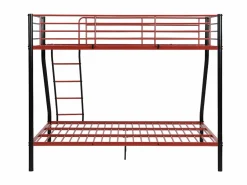 Vente-unique Cama Litera|Literas de 90x190 y 140x190 cm en acero negro y rojo con colchón ELEVATIO IV