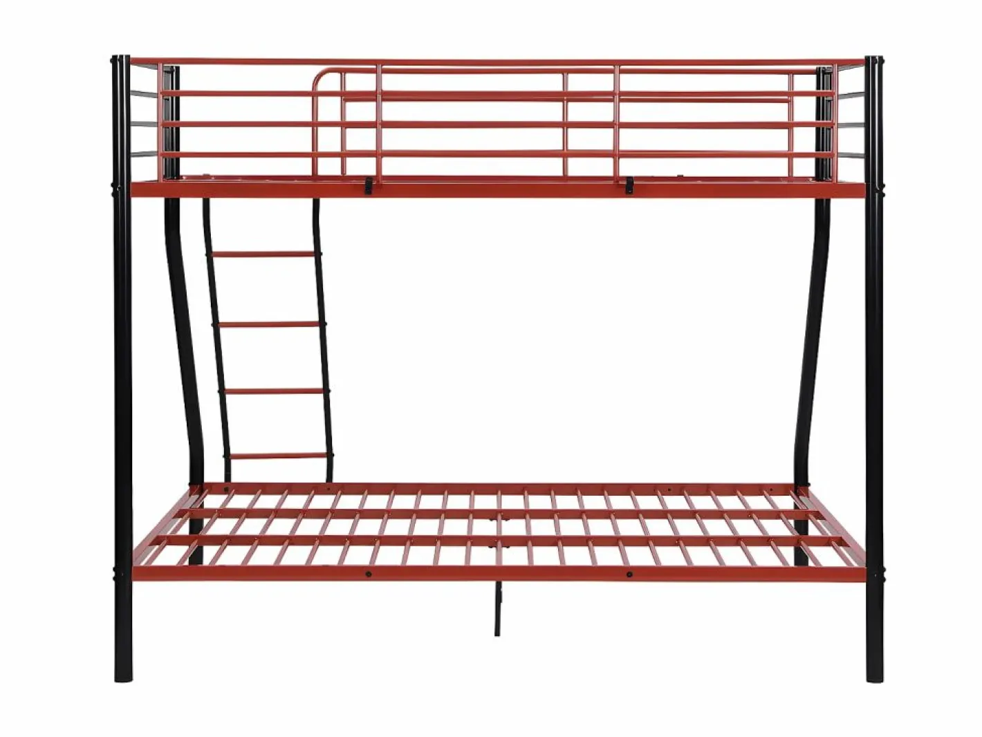 Vente-unique Cama Litera|Literas de 90x190 y 140x190 cm en acero negro y rojo con colchón ELEVATIO IV
