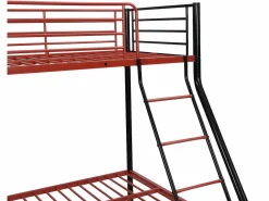Vente-unique Cama Litera|Literas de 90x190 y 140x190 cm en acero negro y rojo con colchón ELEVATIO IV