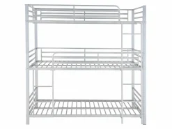 Vente-unique Literas triples 3 x 90 x 190 cm metal + colchón - ELOUAN III Plateado Hot