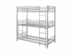Vente-unique Literas triples 3 x 90 x 190 cm metal + colchón - ELOUAN III Plateado Hot