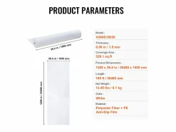 Lámina Protectora para Alfombras SucceBuy, 99 x 3048 cm, Easy Cut Floor Shield, Compatible con Toda una Gama de Materiales para Alfombras Blanco