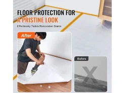 Lámina Protectora para Alfombras SucceBuy, 99 x 3048 cm, Easy Cut Floor Shield, Compatible con Toda una Gama de Materiales para Alfombras Blanco
