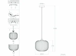 Ledkia Lámpara Suspendida|Lámpara Colgante Cristal Modra Azul